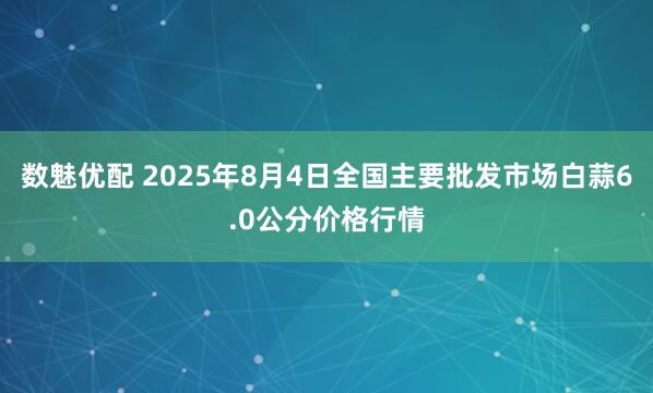数魅优配 2025年8月4日全国主要批发市场白蒜6.0公分价格行情